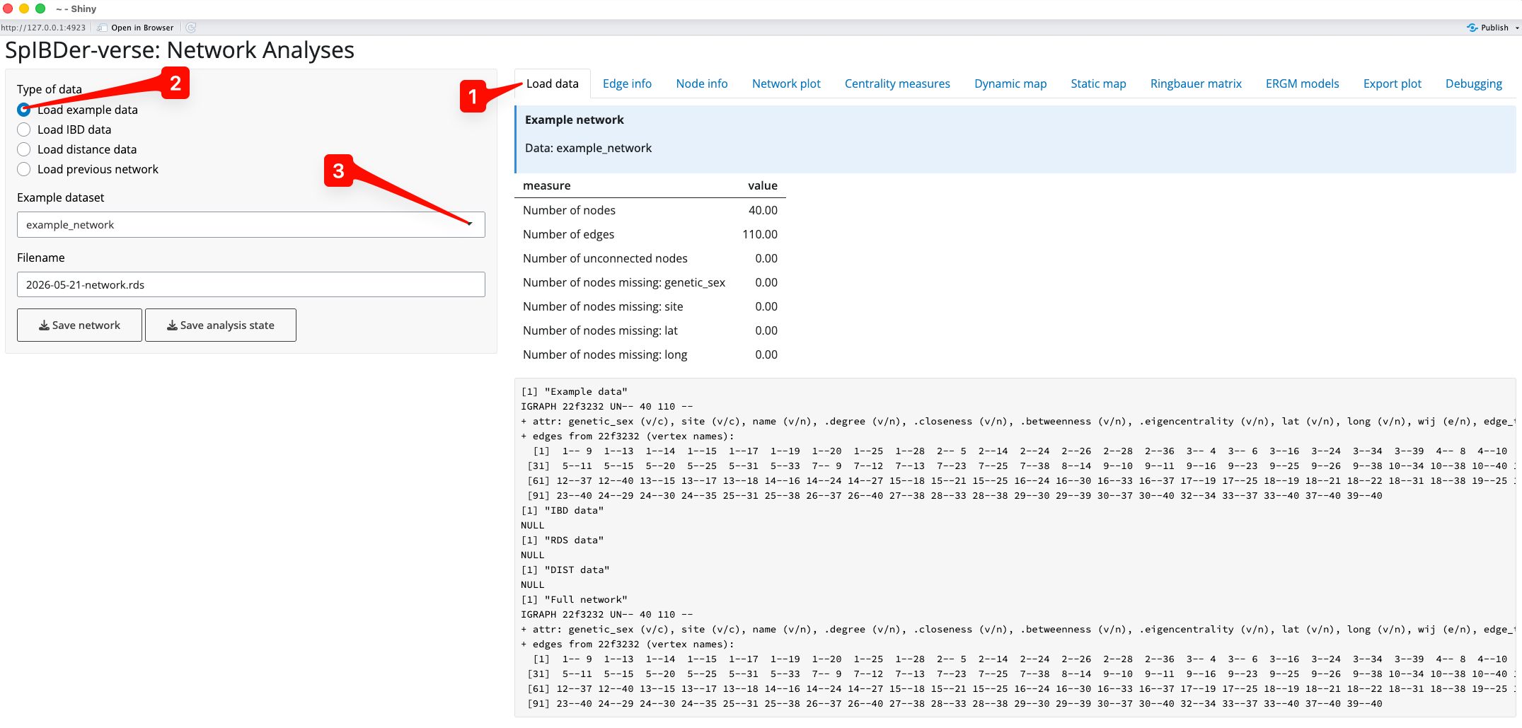Figure 1: Load Data Tab - Load example data mode.
